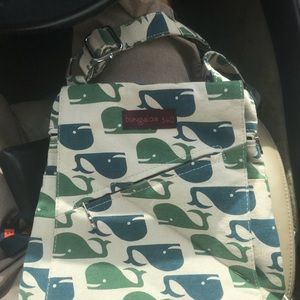 Bungalow 360 whale messenger tote bag hand bag